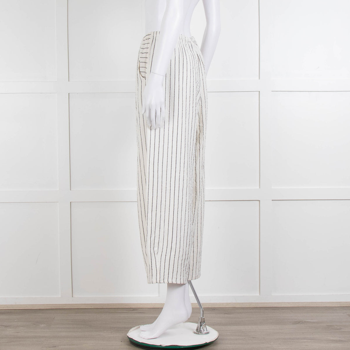 Sahara  Ivory Navy Striped Linen Blend Trousers