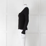 Rag & Bone Black Ribbed Square Neck Long Sleeve Top
