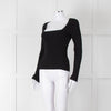 Rag & Bone Black Ribbed Square Neck Long Sleeve Top