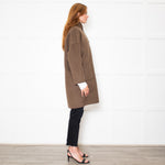 Hartford Brown Wool Mix Stand Collar Coat