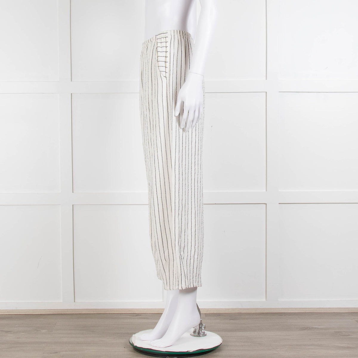 Sahara  Ivory Navy Striped Linen Blend Trousers