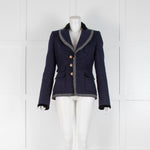 Balenciaga Navy Blue Pinstripe Collegiate Blazer