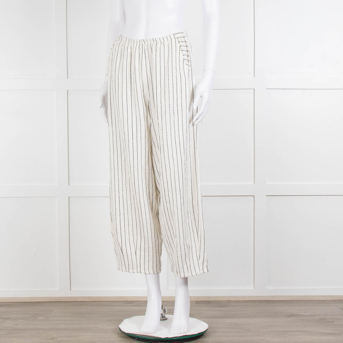 Sahara  Ivory Navy Striped Linen Blend Trousers