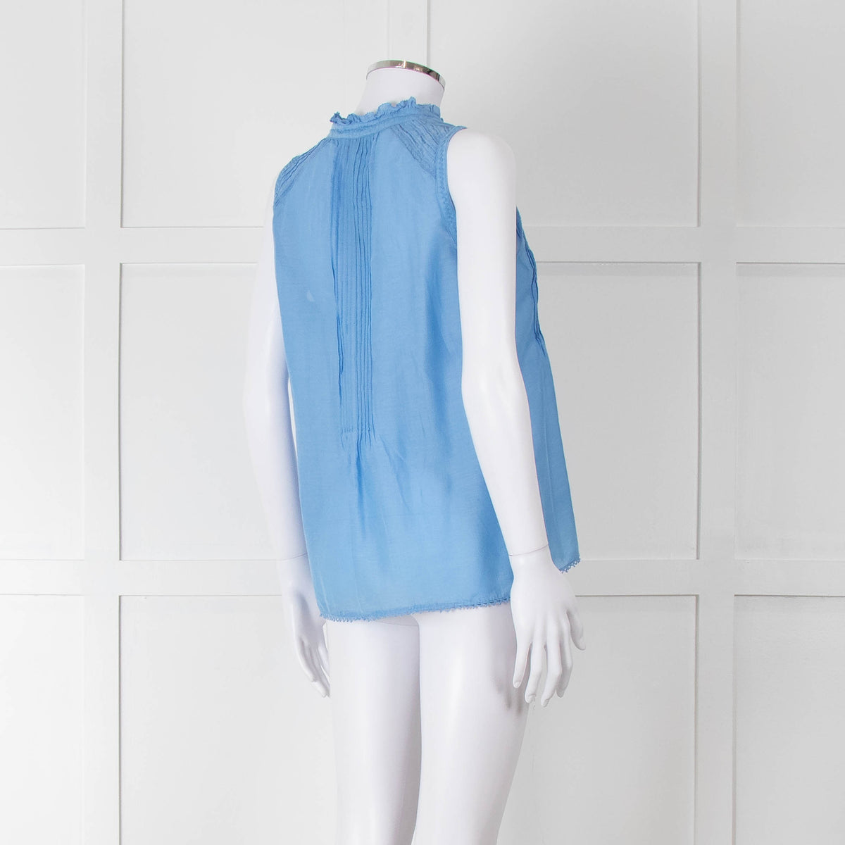 Brora Blue Cotton & Silk Sleeveless Blouse