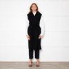 S Max Mara Black Belted Longline Virgin Wool Gilet