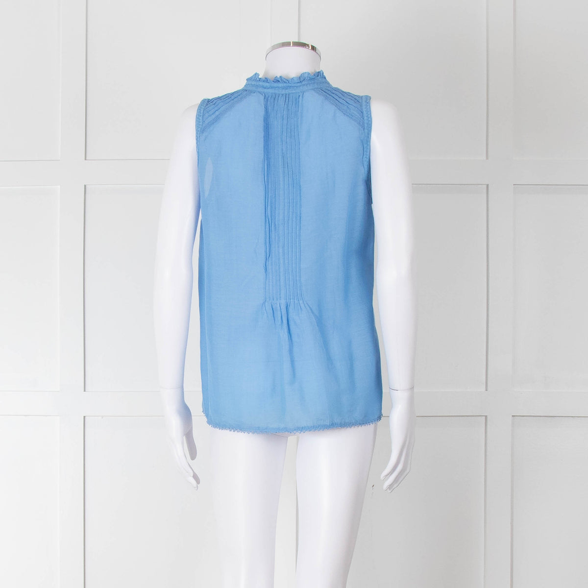Brora Blue Cotton & Silk Sleeveless Blouse