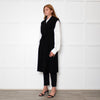 S Max Mara Black Belted Longline Virgin Wool Gilet