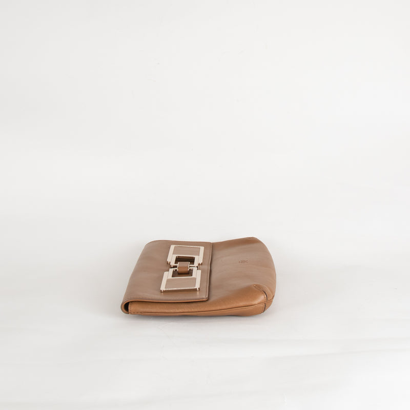 Anya Hindmarch Tan Clutch With Gold Buckle