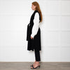 S Max Mara Black Belted Longline Virgin Wool Gilet