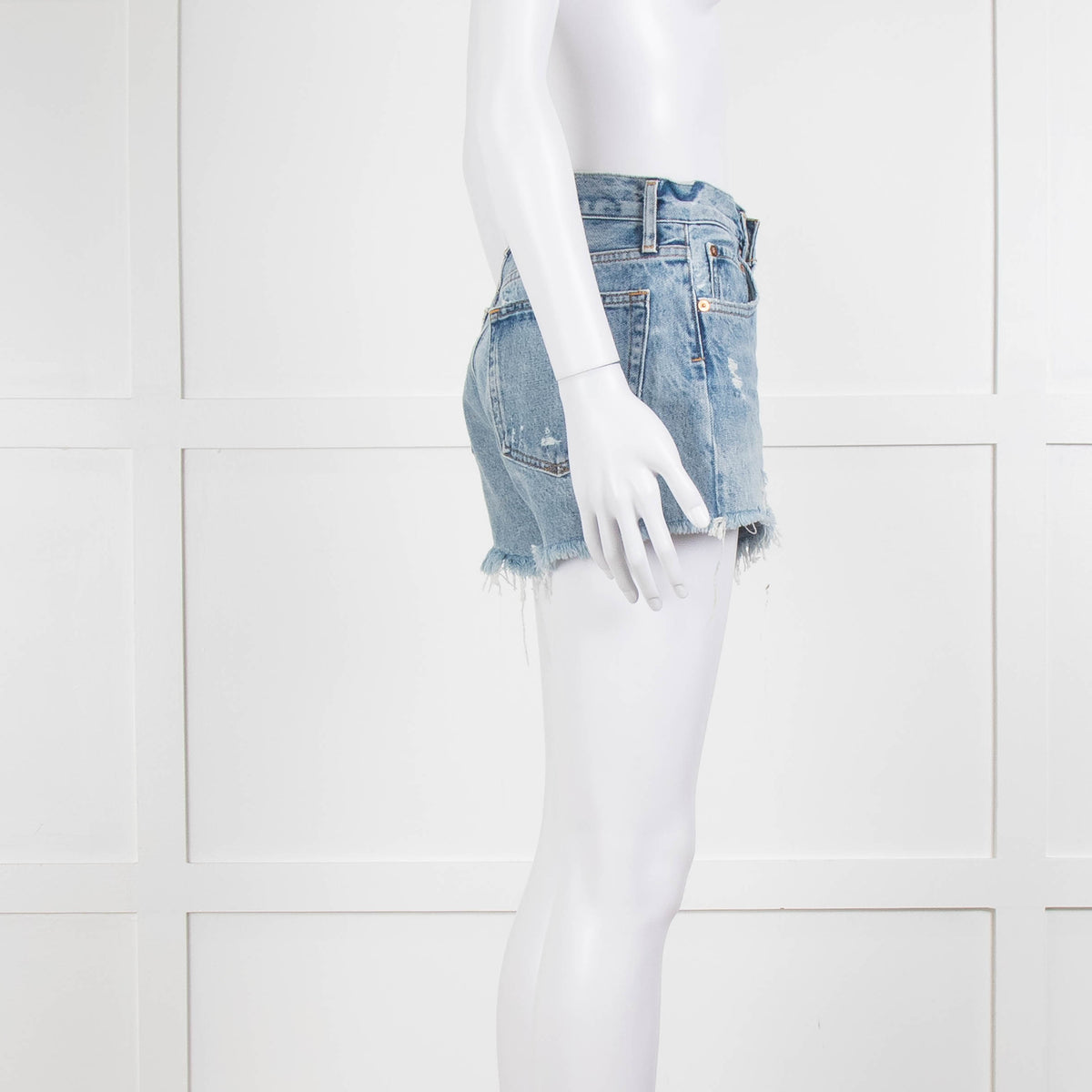 Agolde Blue Distressed Denim Shorts