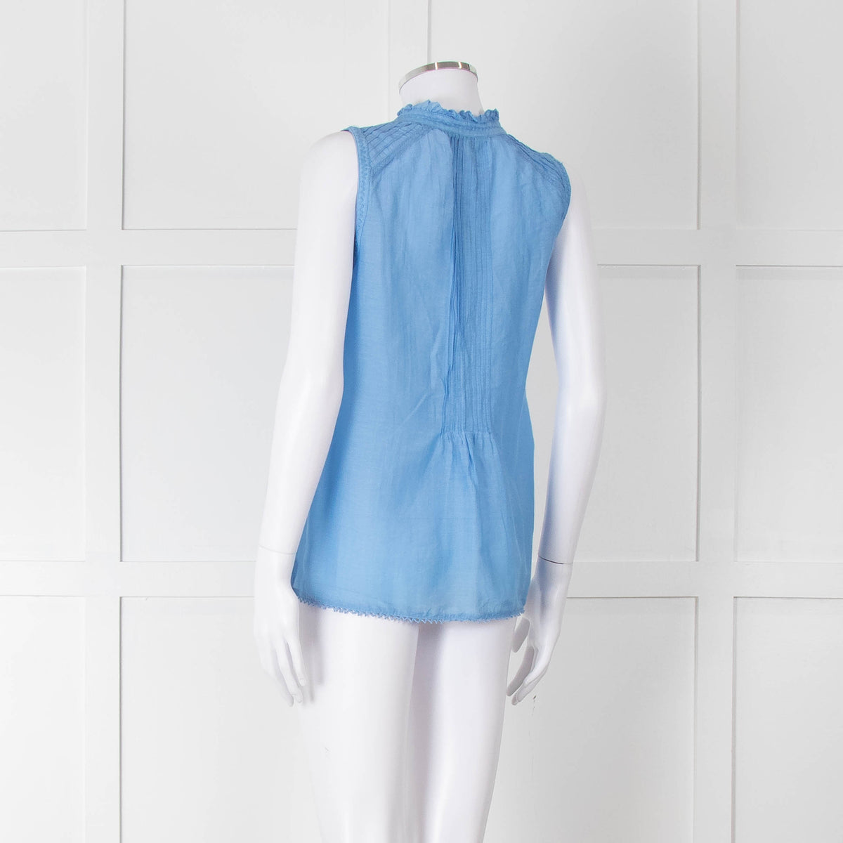 Brora Blue Cotton & Silk Sleeveless Blouse