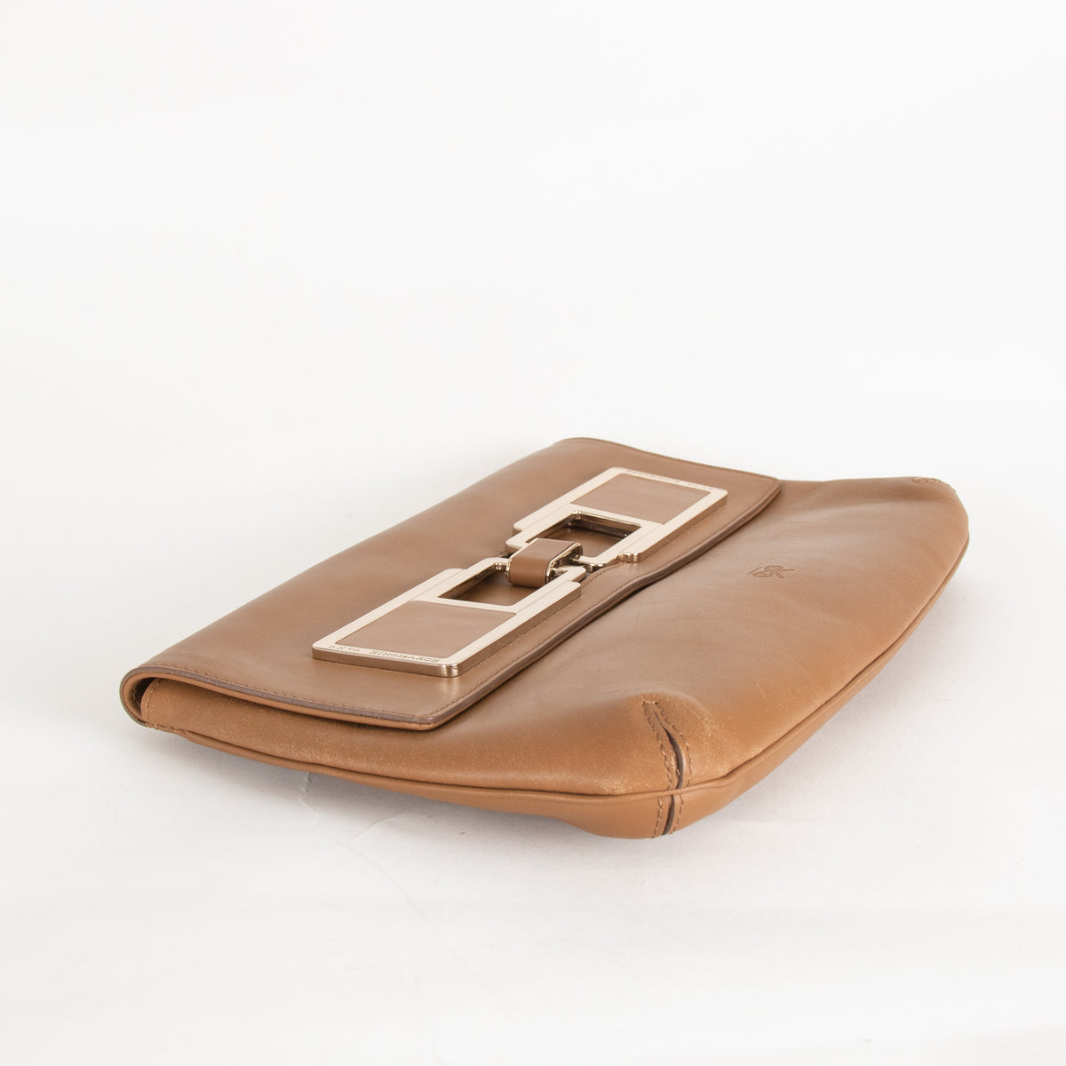 Anya Hindmarch Tan Clutch With Gold Buckle