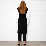 S Max Mara Black Belted Longline Virgin Wool Gilet