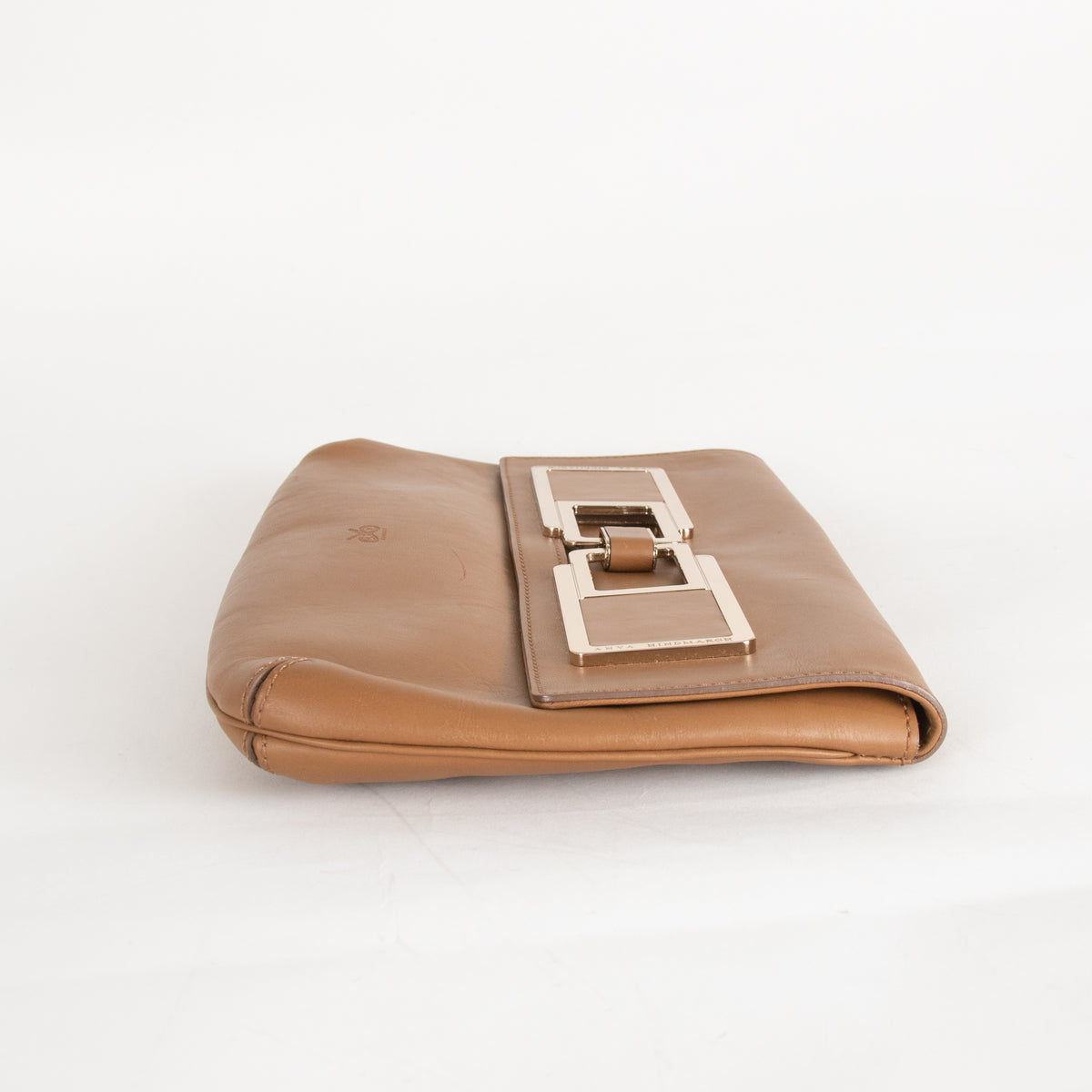 Anya Hindmarch Tan Clutch With Gold Buckle