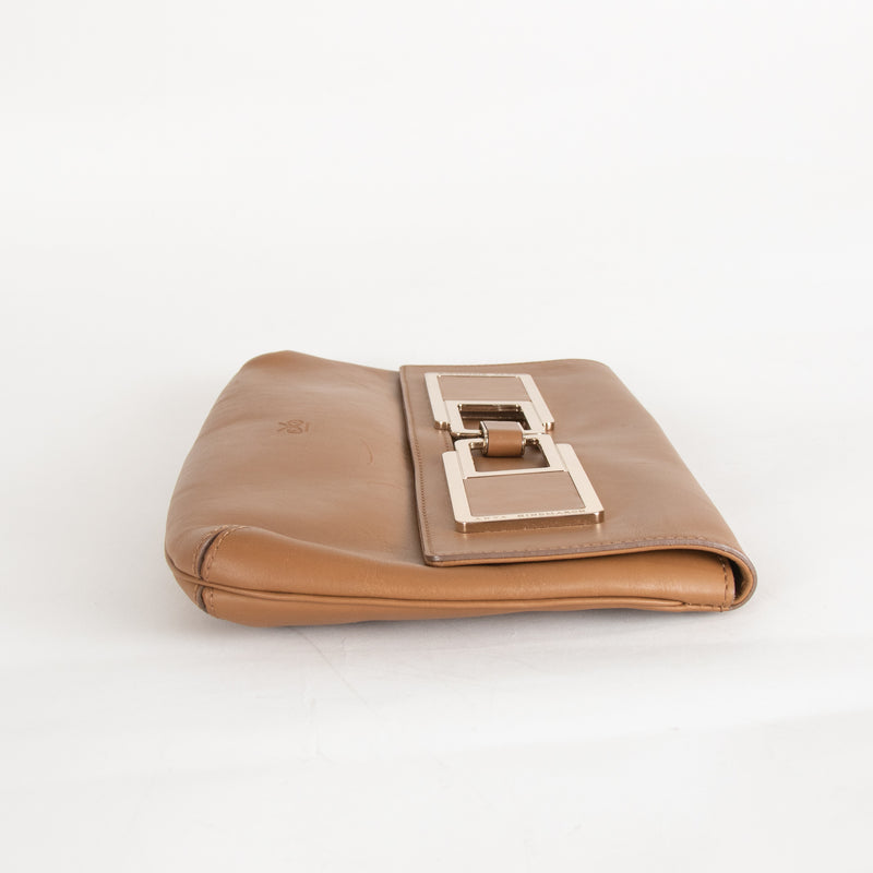 Anya Hindmarch Tan Clutch With Gold Buckle