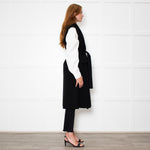 S Max Mara Black Belted Longline Virgin Wool Gilet