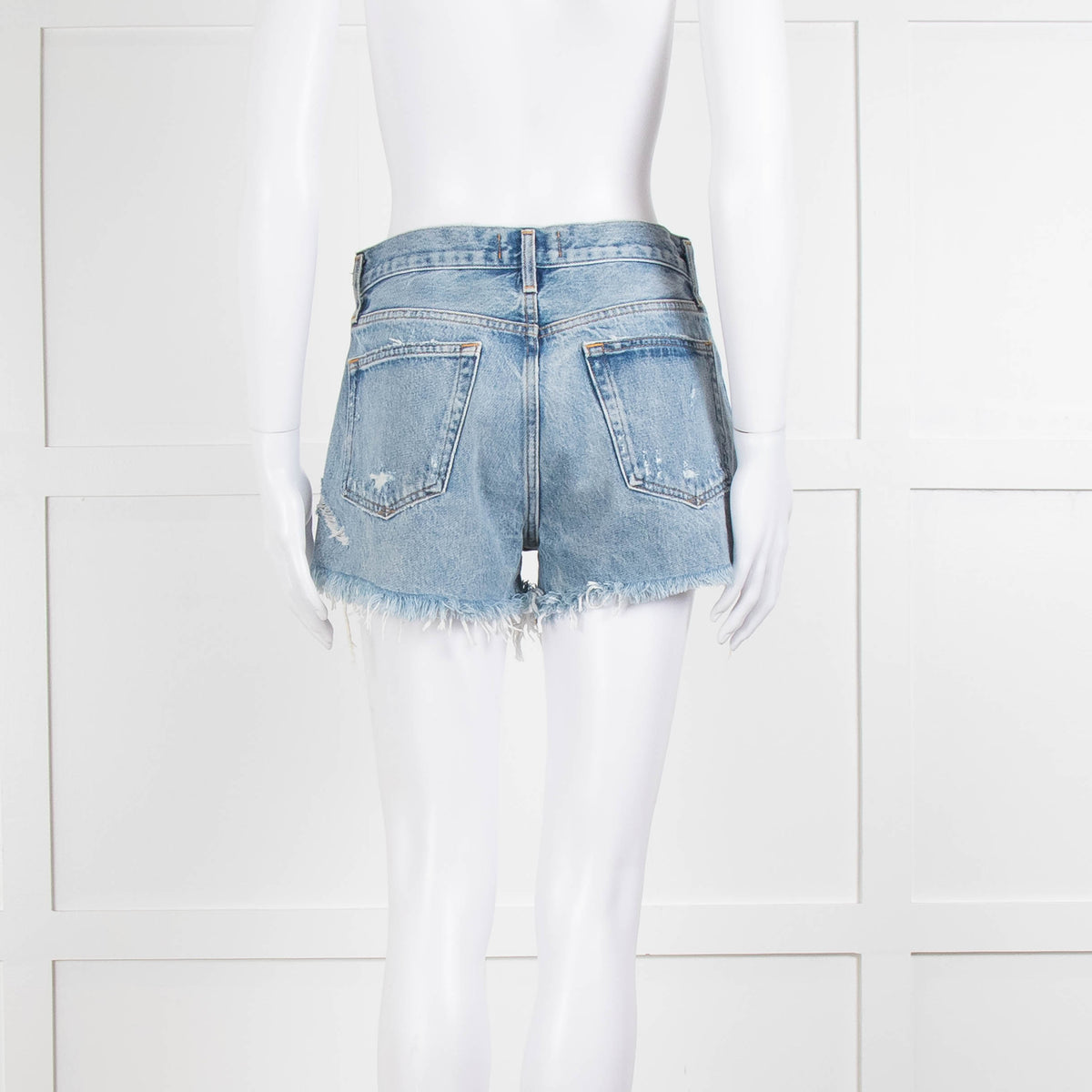 Agolde Blue Distressed Denim Shorts