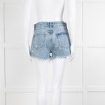 Agolde Blue Distressed Denim Shorts