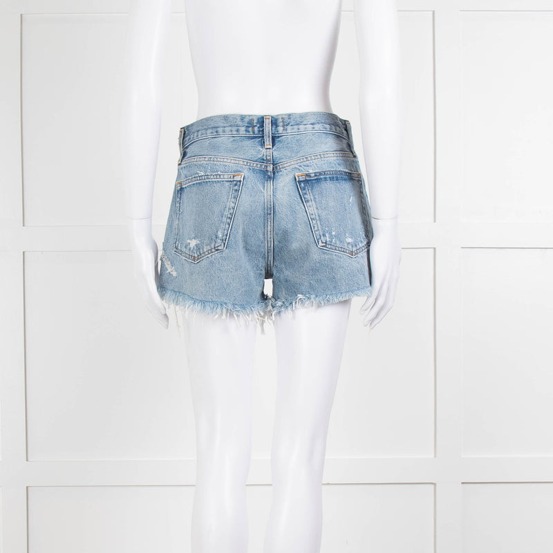 Agolde Blue Distressed Denim Shorts
