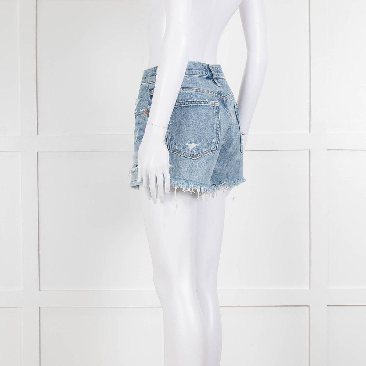 Agolde Blue Distressed Denim Shorts