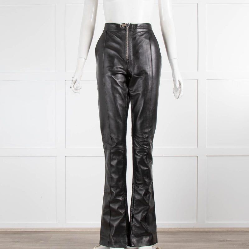 16Arlington Flared Black Leather Trousers