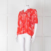 Rae Feather Red Patterned Short Sleeve Top With Ties