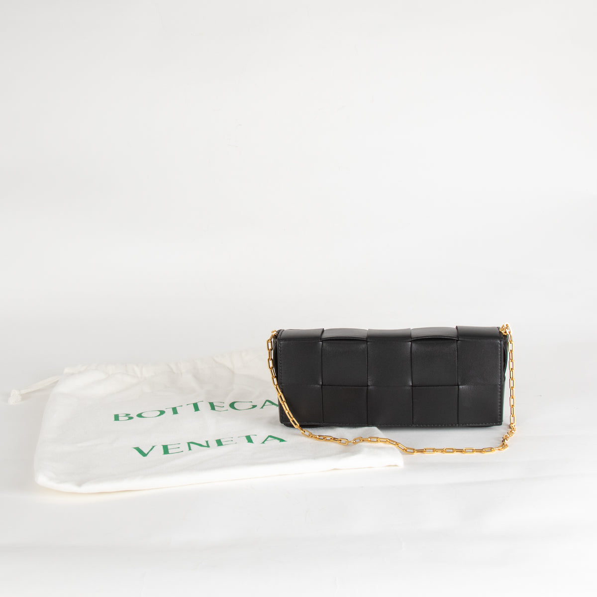 Bottega Veneta Black Woven Intreciatto Casette Pochette