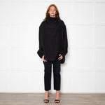Toteme Black Funnel Neck Organza Blouse
