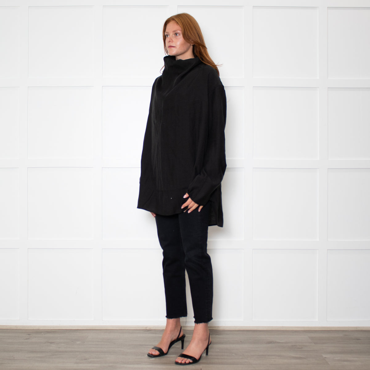 Toteme Black Funnel Neck Organza Blouse