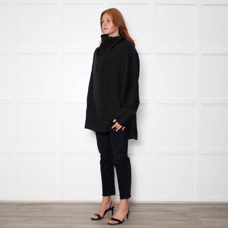 Toteme Black Funnel Neck Organza Blouse