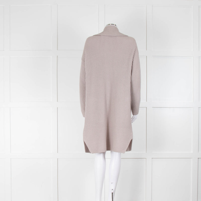 Luisa Cerano Beige Chunky Rib Collared Cardigan