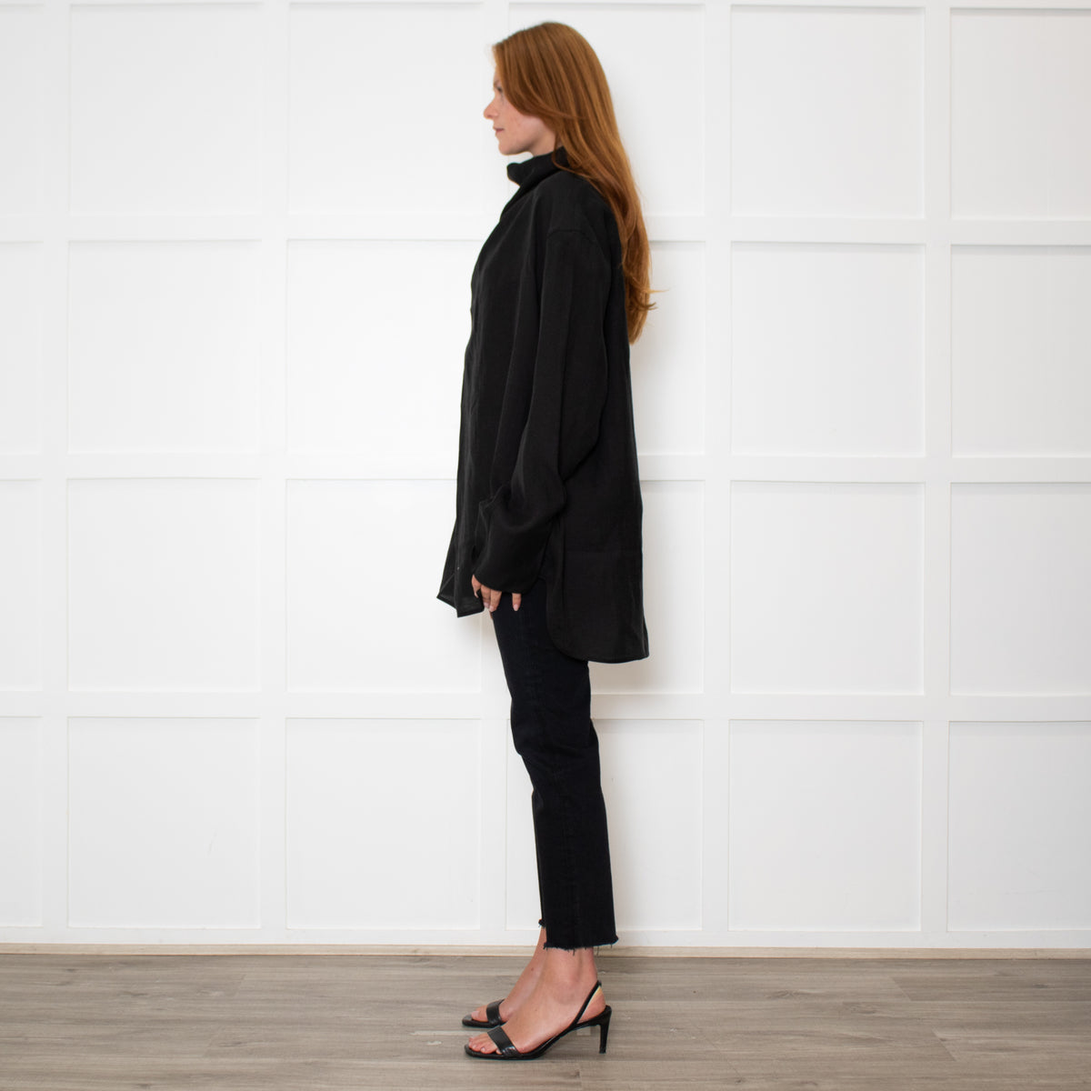 Toteme Black Funnel Neck Organza Blouse