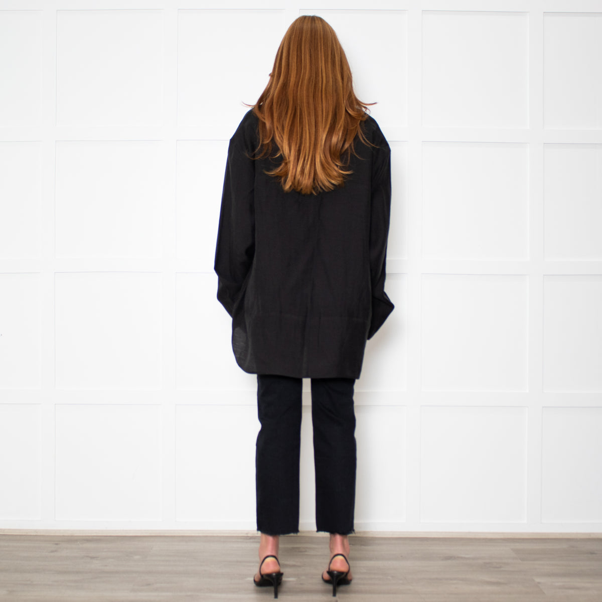 Toteme Black Funnel Neck Organza Blouse
