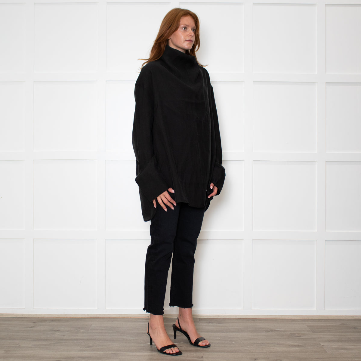 Toteme Black Funnel Neck Organza Blouse