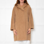 Max Mara Camel Alpaca Hooded Short Coat