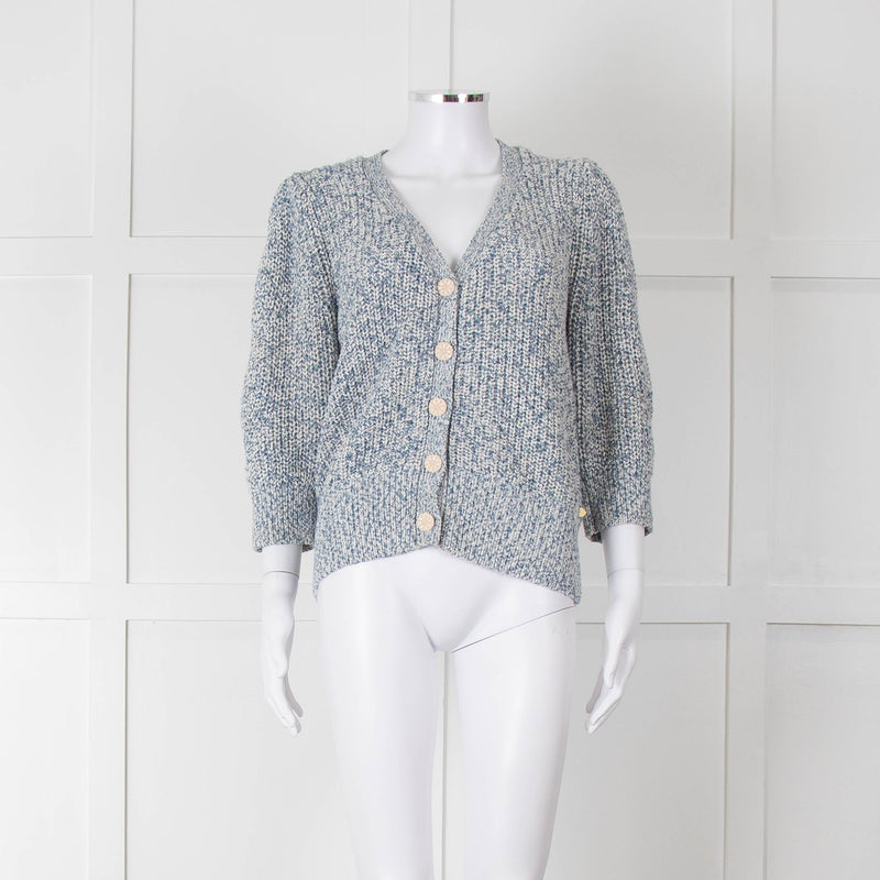 Fabienne Chapot Blue Cotton Mix Lurex Cardigan
