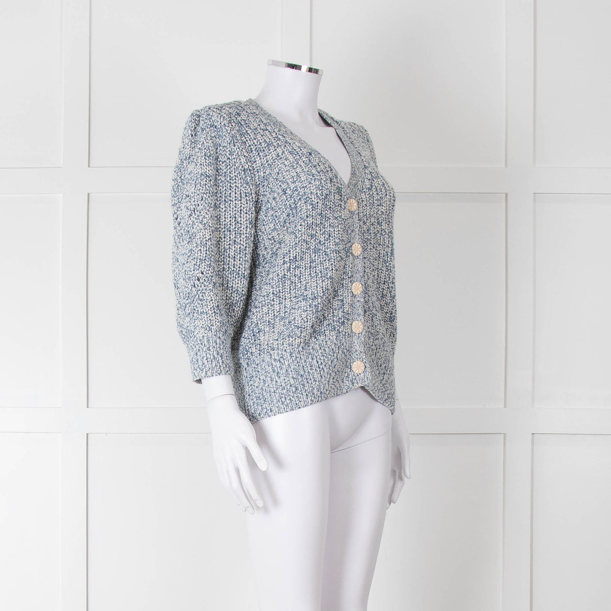 Fabienne Chapot Blue Cotton Mix Lurex Cardigan
