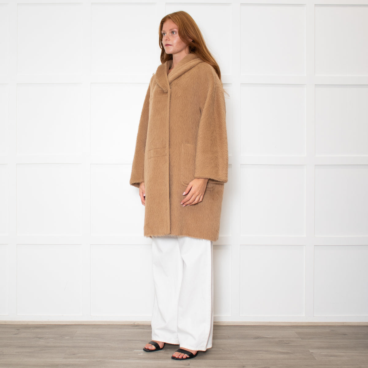 Max Mara Camel Alpaca Hooded Short Coat