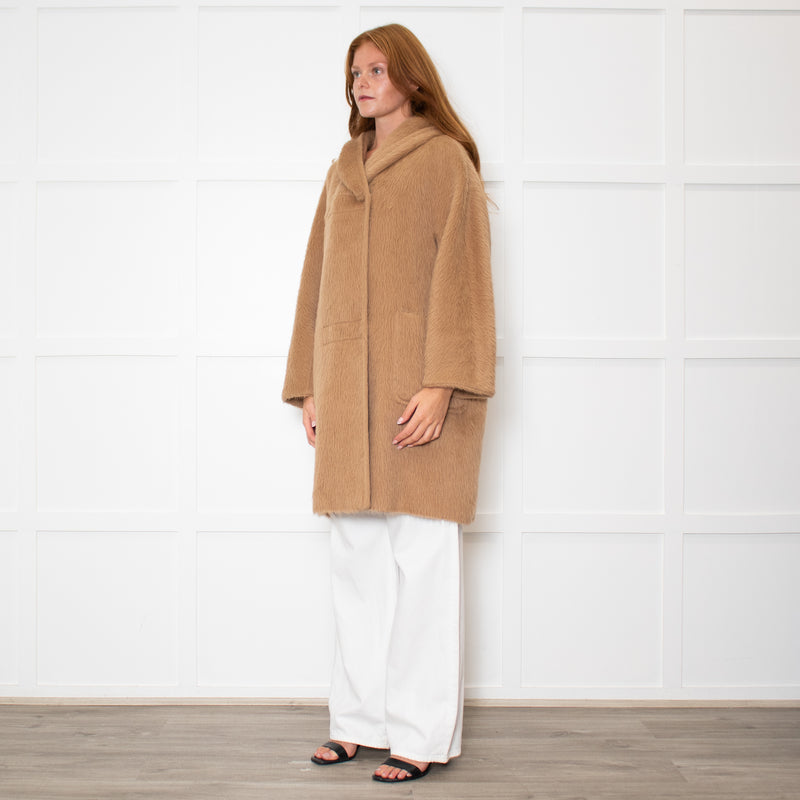 Max Mara Camel Alpaca Hooded Short Coat
