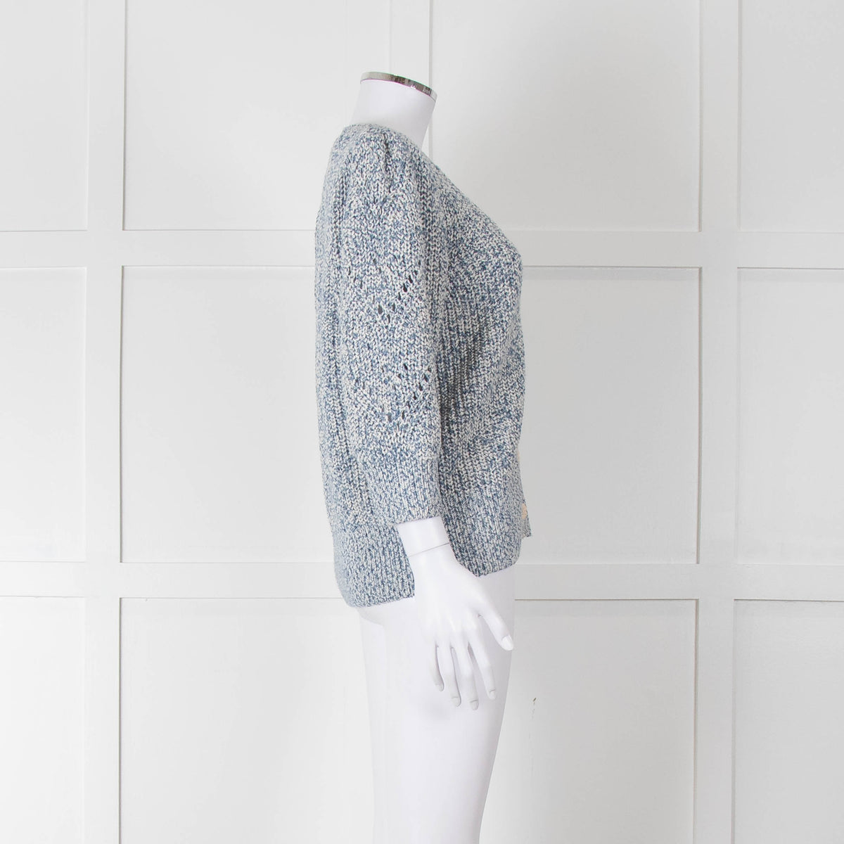 Fabienne Chapot Blue Cotton Mix Lurex Cardigan