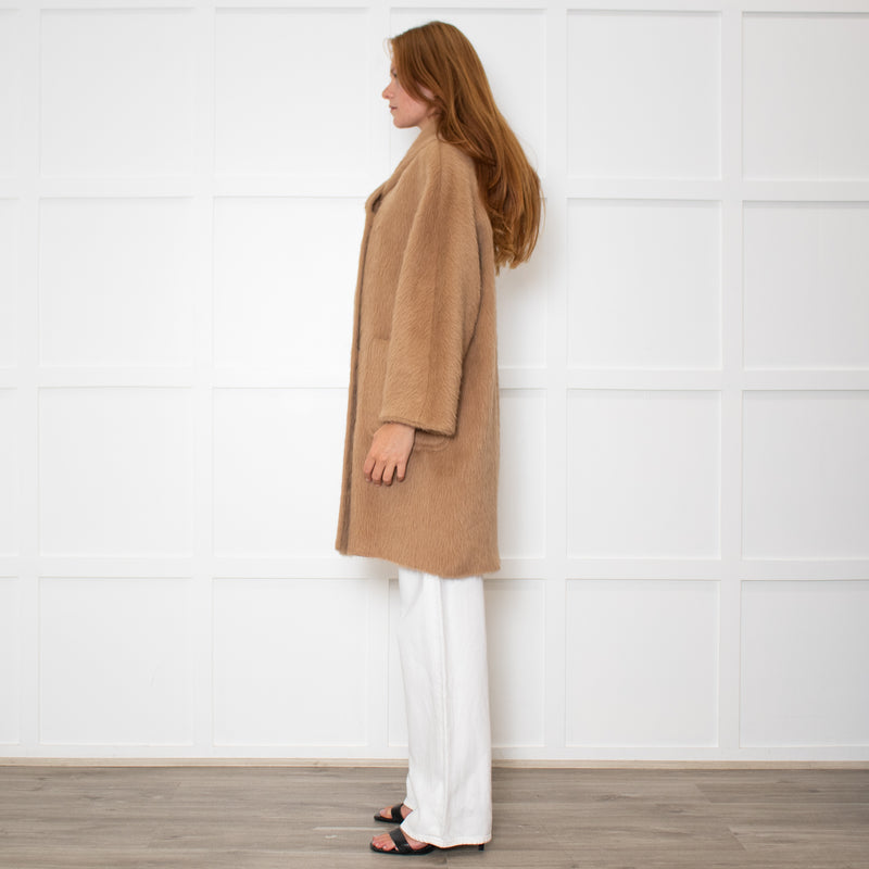 Max Mara Camel Alpaca Hooded Short Coat