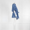 Juliet Dunn Icon Cotton Small Flowers Blue Tie Waist Dress