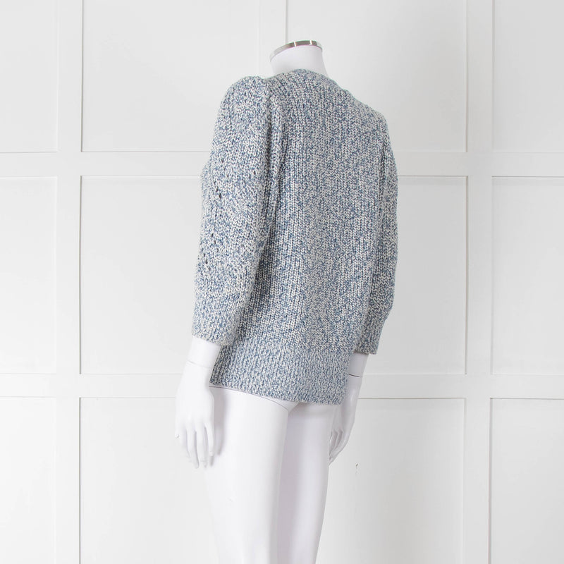 Fabienne Chapot Blue Cotton Mix Lurex Cardigan