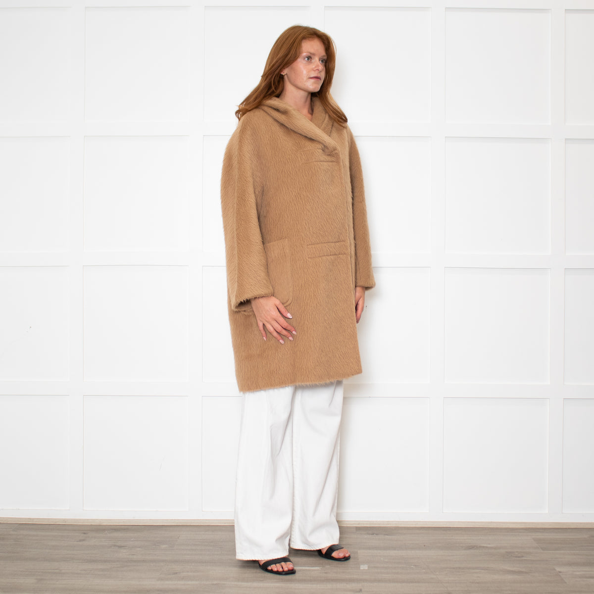 Max Mara Camel Alpaca Hooded Short Coat