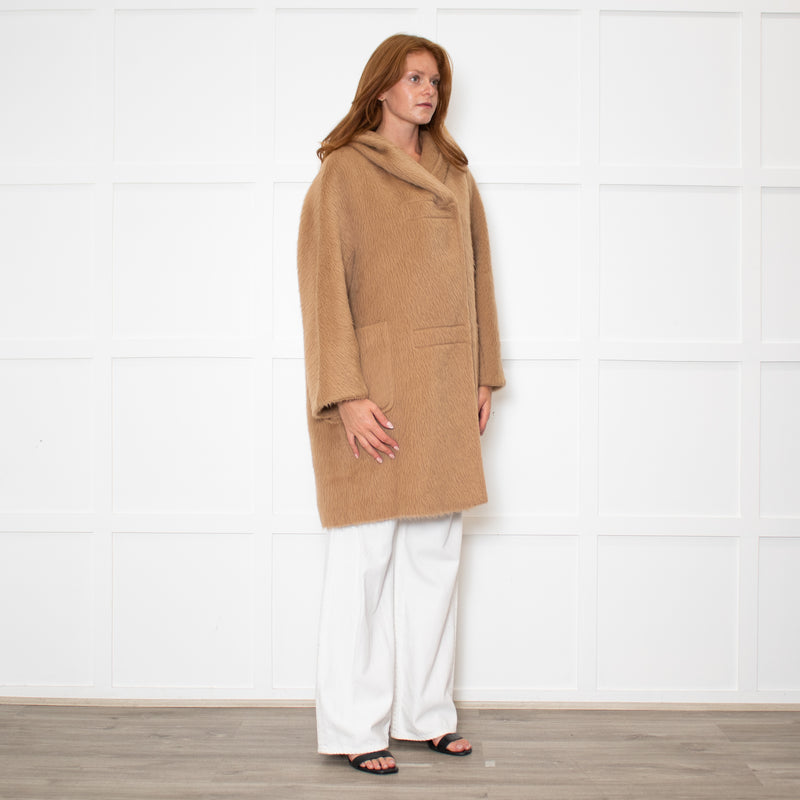 Max Mara Camel Alpaca Hooded Short Coat