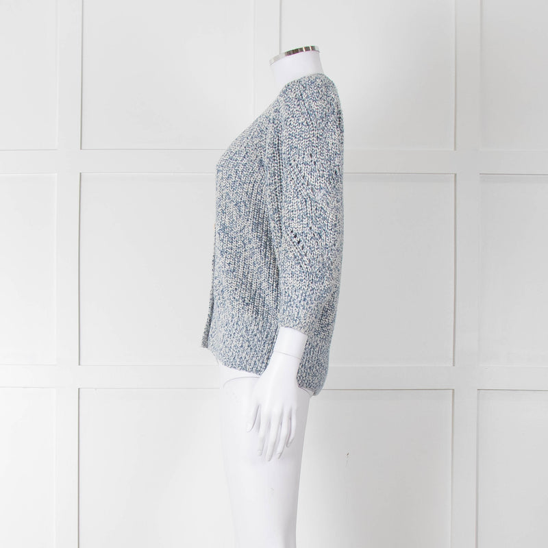 Fabienne Chapot Blue Cotton Mix Lurex Cardigan