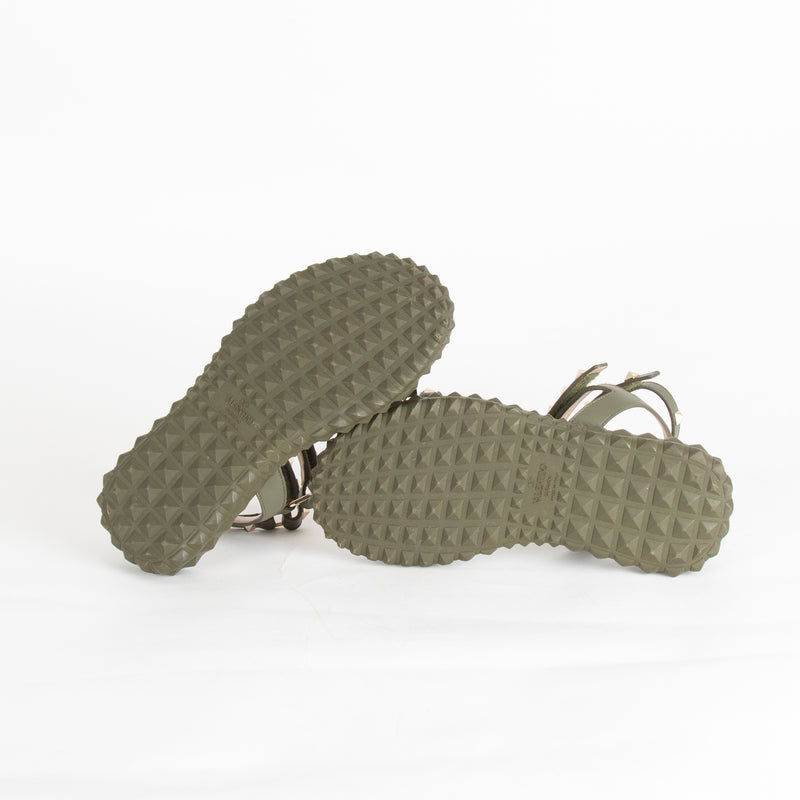 Valentino Rockstud Gladiator Sandals with Chunky Rubber Sole
