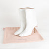 Stuart Weitzman White Leather Mid Heel Boots