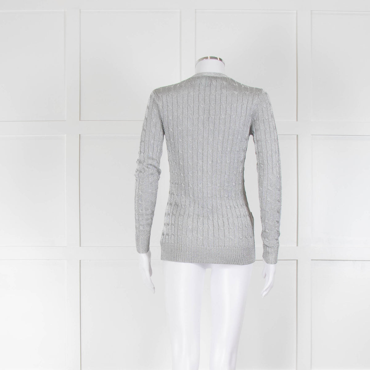 Ralph Lauren Silver Thread Cable Weave Cardigan