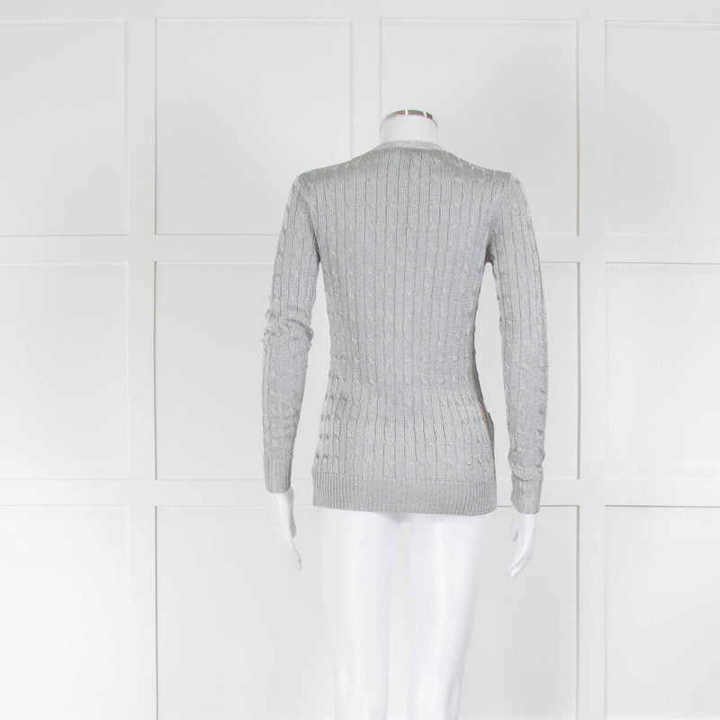 Ralph Lauren Silver Thread Cable Weave Cardigan